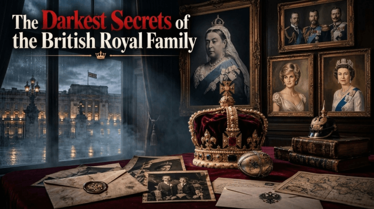 Conceptual graphic representing the darkest secrets of the British Royal Family